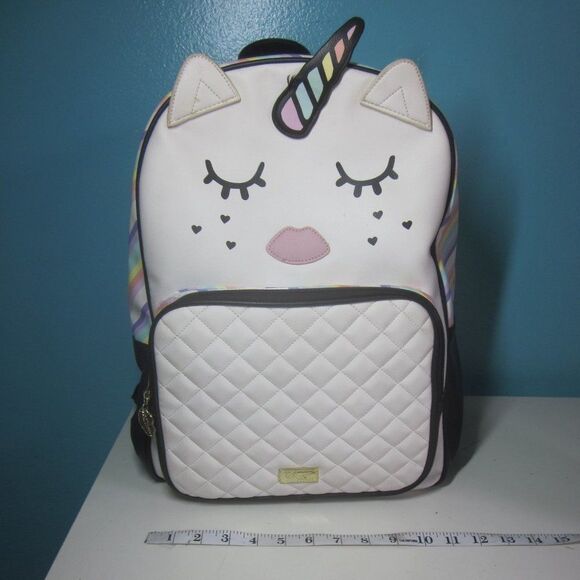 Betsey Johnson Large Unicorn Backpack 12 X 16 X 8 Fabric Lined Polyurethane - Picture 1 of 15